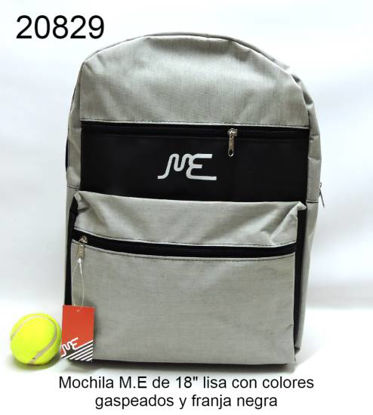 Imagen de MOCHILA M.E.18" LISA COLORES GASPEADOS CON FRANJA NEGRA 2.24